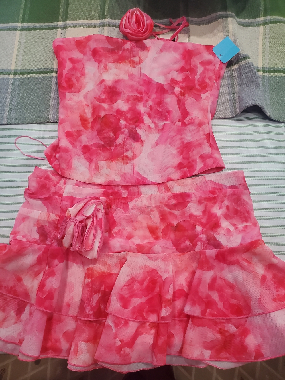 superdown Pink Floral Strapless Ruffle Mini Dress - Picture 2 of 10